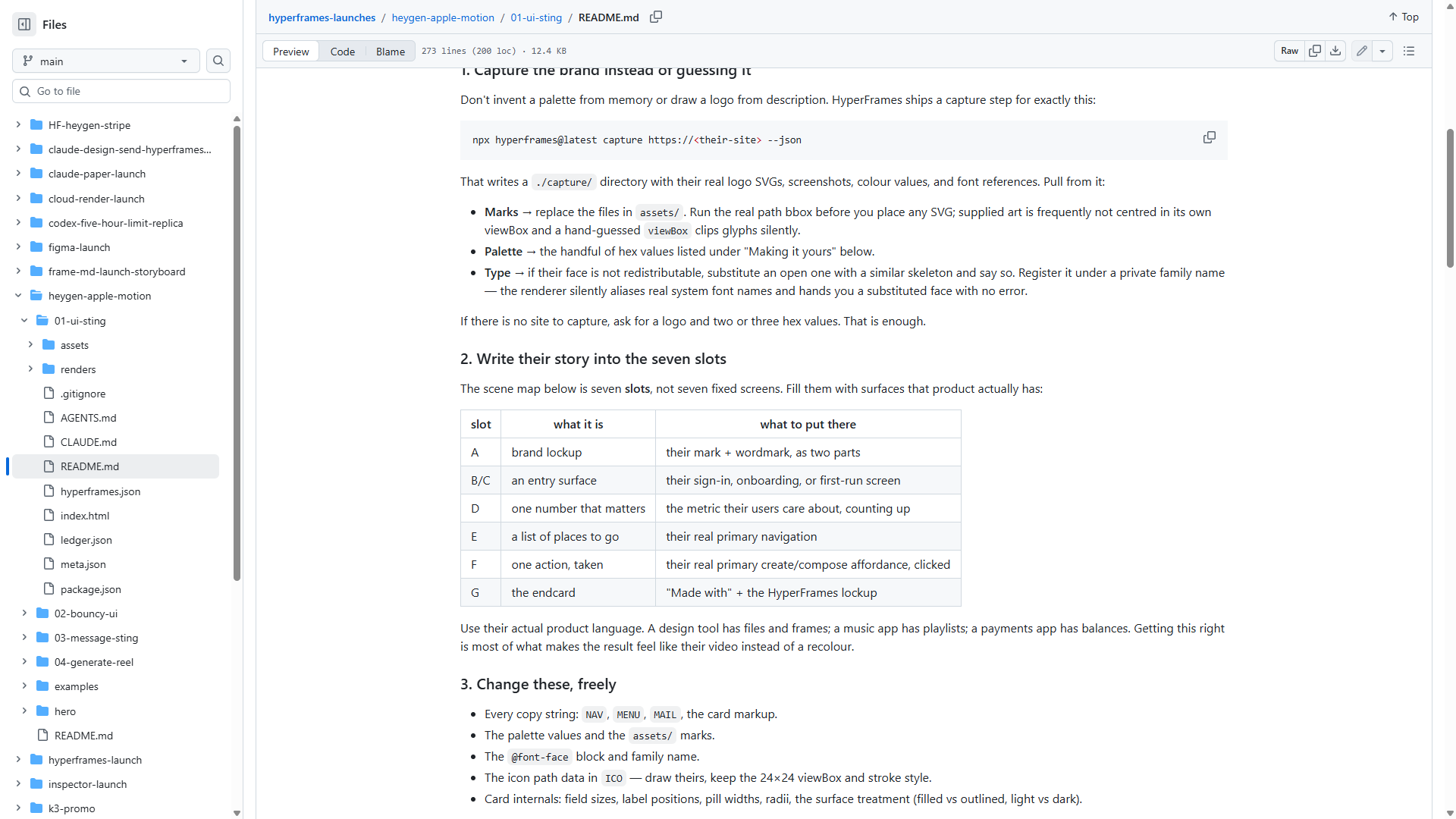 gh_readme_notyours.png — HeyGen README의 'not yours to improve' 문단만